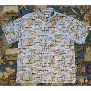 Columbia Shirt Men's XL RIVER LODGE Fishing Short sleeve Button Up Bass /Trout